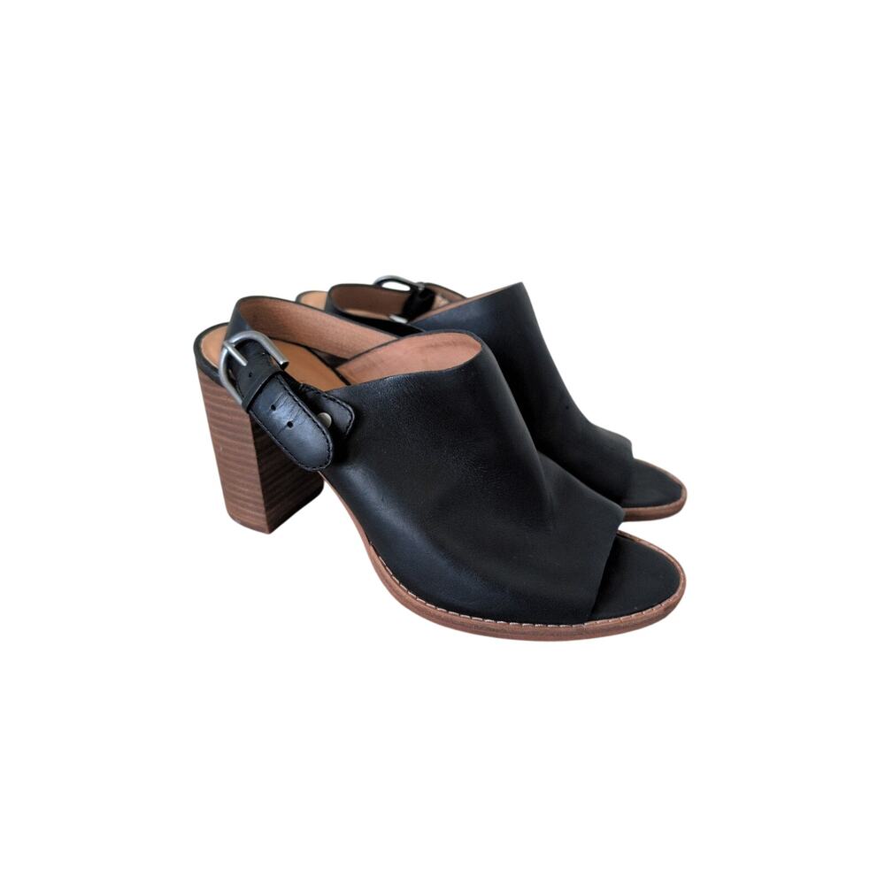 Madewell The Riley Convertible Slingback Mules in Black Leather 8.5 - Picture 2 of 6